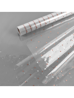 Пленка глянцевая с мелкими сердечками 57см*10м Розовое золото ПР27/2