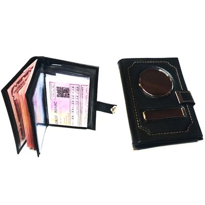 Кожа: ЗЕРНИСТАЯ. Цвет: ЧЁРНЫЙ. Обложка 4в1 на заклёпке. Автодокументы + отделения для карт и визиток + кошелёк на молнии + карман для купюр. Вставки: СЕРЕБРО