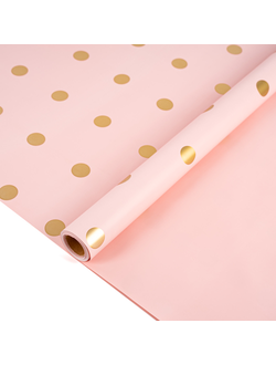 Пленка двусторонняя "Большой горох" 58см*10м Персиковый с золотым ПР29/7