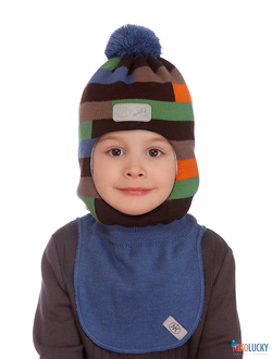 Шапка-шлем  20101-02 синий кобальт,темно-коричневый р. 52-54