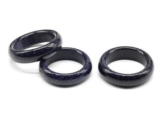 Цельное кольцо из авантюринового стекла синего ширина 6-7мм