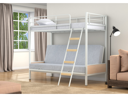 Двухъярусная кровать-диван Дакар 2 Белый (вставки дуб молочный) фото