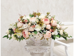 Композиции из искусственных цветов удлинённые на стол - на камин - Купить на АОАБУКЕТ в Москве и СПБ