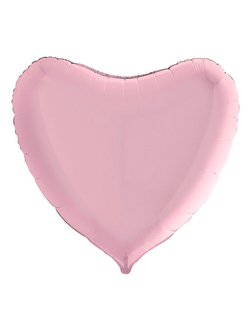 Сердце Пастель Розовый 36"/90 см с надписью и гирляндой