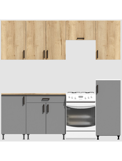 Кухня Эконом 1,8 метра с полуколонкой (1300х500) Цвет: Дуб Вотан/Базальт