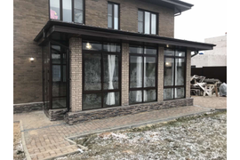 остекление веранды легким холодным цветным алюминием, 2 входные группы, с.Богослово.