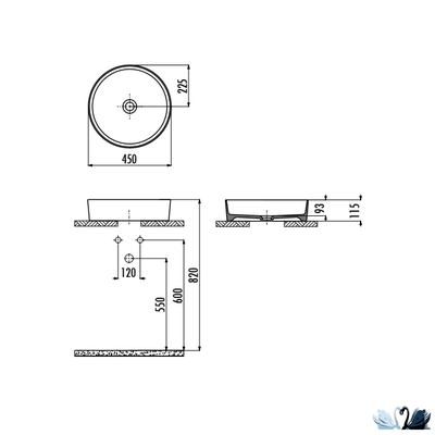 Раковина Creavit Loop LP145-00BM00E-0000 Basalt Mat LP145 диаметром 45 см, серо-синяя, матовая