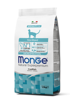 Корм для стерилизованных кошек Monge (Монж) с треской  1,5 кг