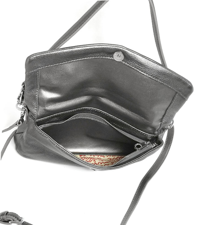 (АРТИКУЛ: 9224/1/22) СУМКА ЖЕНСКАЯ, НЕБОЛЬШАЯ, НАТУРАЛЬНАЯ КОЖА, СЕРАЯ С НЕБОЛЬШИМ БЛЕСКОМ "ГРАФИТОВАЯ", ДВА ОТДЕЛЕНИЯ, С ДВУМЯ ПЛЕЧЕВЫМИ РЕМНЯМИ