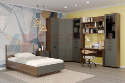 Композиция детской ГРЕЙС корпус Гикори Джексон Темный/фасад Антрацит Матовый