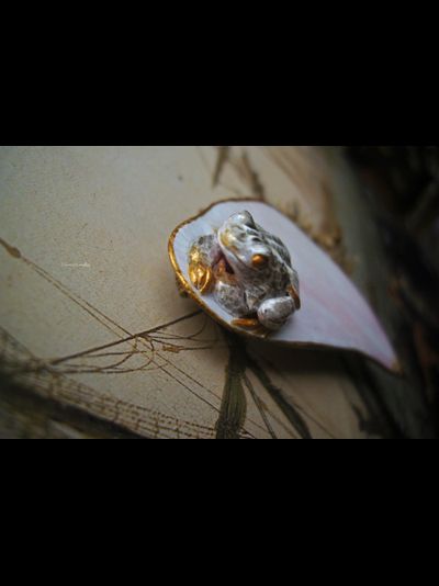 Фэнтези-брошь &quot;Мушка-лягушка&quot; (скульптурная миниатюра)