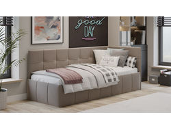 Кровать с мягкой обивкой с подъемным механизмом ГРЕЙ Тип 1 Велюр Galaxy серо-бежевый