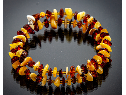 Браслет из янтаря, двойной , безразмерный