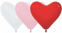 Сердце (12&#039;&#039;/30 см) Ассорти Белый (005)/Розовый (009)/Красный (015), пастель, 100 шт.