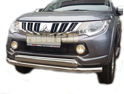 Защита переднего бампера овал d76/75х42 для Mitsubishi L200 (2015-2019)