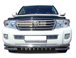 Защита переднего бампера тройная с защитой «акула» d76/60/42 для Toyota Land Cruiser 200 2013-2015