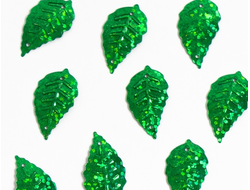 Листики зеленые радужные, 10 гр, 25 мм, примерно 90-100 шт