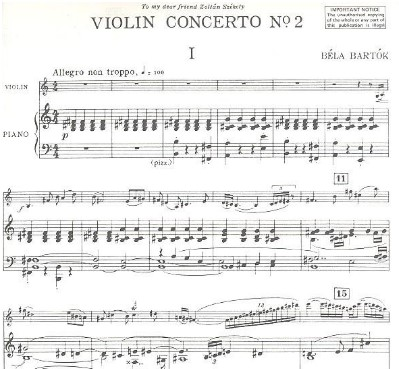 Bartok. Concerto №2 for violin and orchestra: for violin and piano