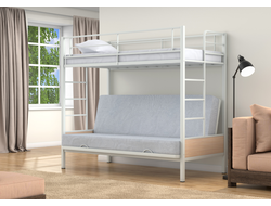 Двухъярусная кровать-диван Дакар 1 Белый (вставки Дуб молочный)