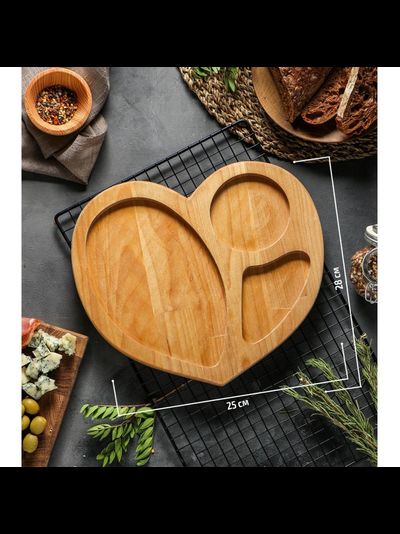 Менажница «Сердце», 250?250 мм, 3 секции, берёза