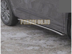 Защита штатного порога труба d75х42 овальные для Toyota Highlander III 2014-2017