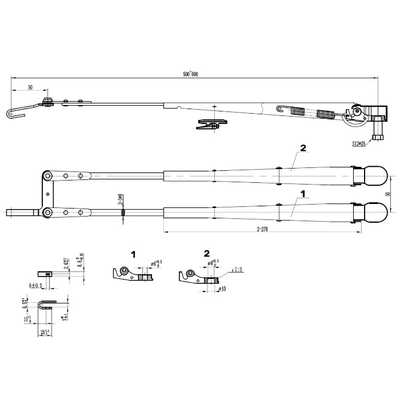 Поводок стеклоочистителя пантографный W.E 500-600мм, посадка на вал M8-10 (тип-H)
