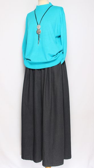 Джемпер "ГЛАДКИЙ С ДЛИННЫМ РУКАВОМ " 7811 бирюзовый, т.голубой, черный, зеленый, серый  р.52-56