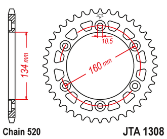 Звезда ведомая алюминиевая JT JTA1308.47 (JTA1308-47) (A1308-47) для Honda Road