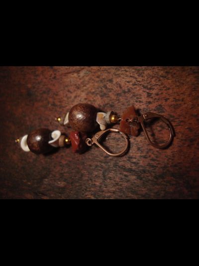 Благотворительность. Осенние серьги с кварцем и ракушками &quot;Ярица - Красавица&quot;