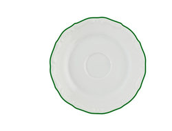 Блюдце 15 см, кант зелёный