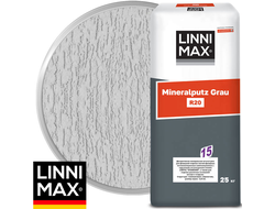 Минеральная декоративная штукатурка LINNIMAX Mineralputz Grau R20 Серая Короед 2 мм 25 кг