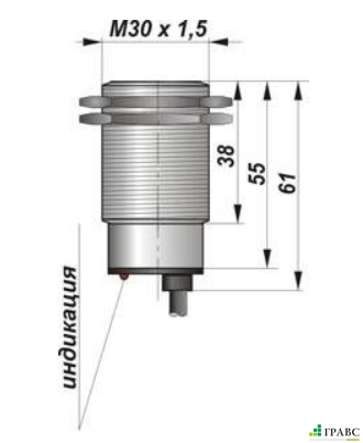 Индуктивный датчик цилиндрический с резьбой И25-NO-NPN (М30х1,5)