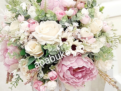 Нежная Композиция из искусственных цветов средних размеров - Пионы розовые № С014/в Москве  Купить