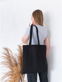 Сумка шоппер хлопок 38*42, 220, 200, Чёрный
