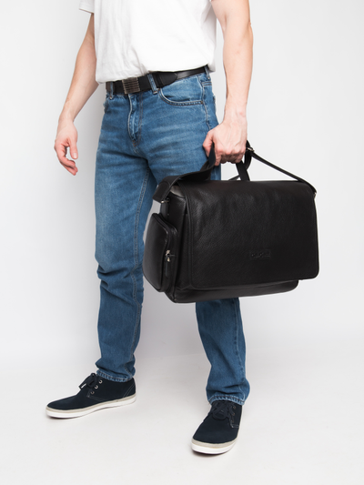 Кожаная мужская сумка Toara black (арт. 5058-61)