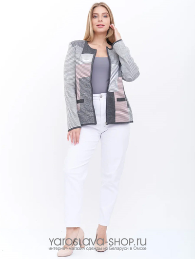 Женский вязаный жакет в сером цвете