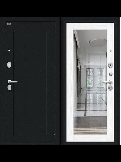 Дверь Входная  "Флэш"  Snow Melinga R/Букле черное