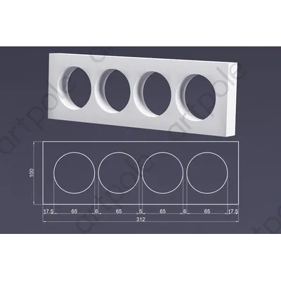 Подрозетник на четыре эл. точки LM39 в ламинации