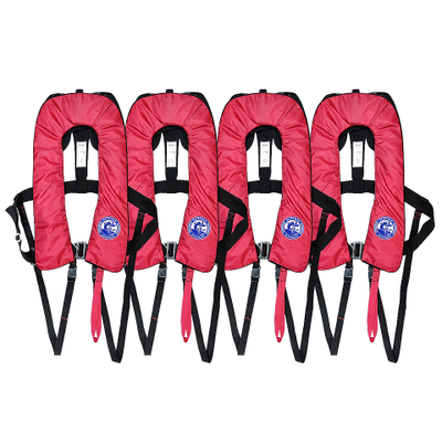 Комплект из 4 автоматических жилетов Мореман Комфорт, красные