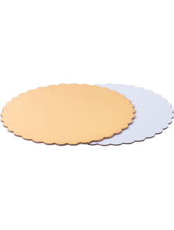 Подложка для торта ФИГУРНАЯ 200мм (золото/белая, 3,2мм)