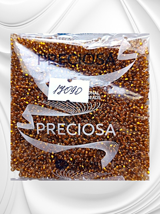 Бисер чешский круглый preciosa 10/0, прозрачный с серебристой серединкой, коричневый (17090), 50 грамм