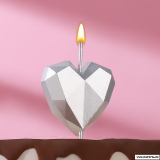 Свеча на шпажке "Сердце" грани 9 х 4,2 см МИКС
