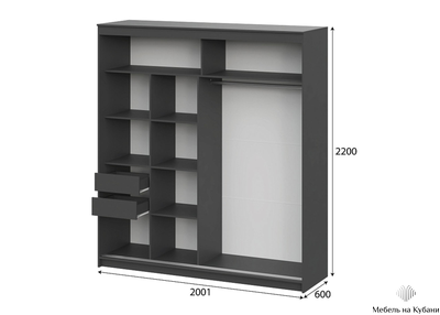 ШКП 3  Макс 2 м  Шкаф-купе Графит