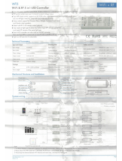Контроллер WT5 4L-WIFI-TUYA 15A 12-24V (WiFi, 2.4G, TUYA, 12-24V, 5CH, 15A, 180-360W)