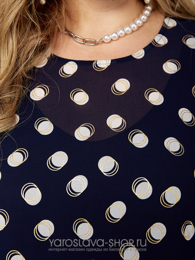 Шифоновое платье А-силуэта в синем цвете