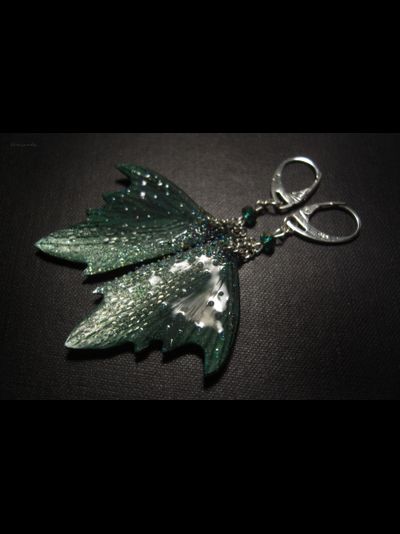 Волшебные серьги с крыльями настоящей феи - &quot;Крылышки Зелёной Феи Зыбких Болот&quot;