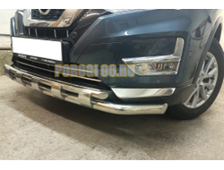 Защита переднего бампера двойная с перемычками d60/42 для Nissan X-trail T32 (2018-)