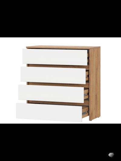 Некст комод 4 ящика Дуб Золотой / Белая шагрень