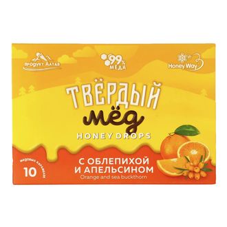 Мёд твёрдый с облепихой и апельсином, 30г (Honey Way)