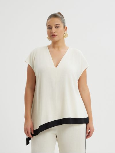 Топ ассиметричный с чёрной оторочкой по низу